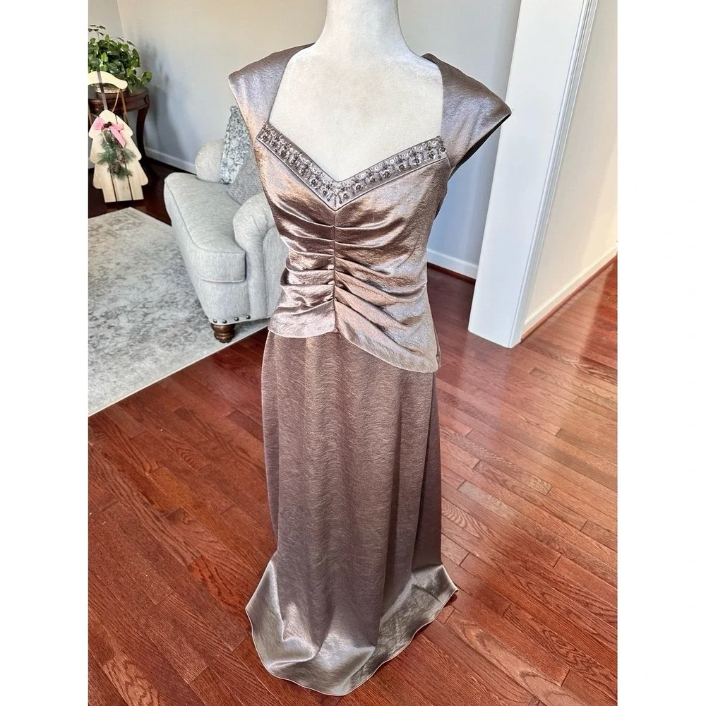 Vintage La Nuit Beaded Neckline Ethereal Divine Feminine Maxi Gown Dress Size 10 - Picture 6 of 11